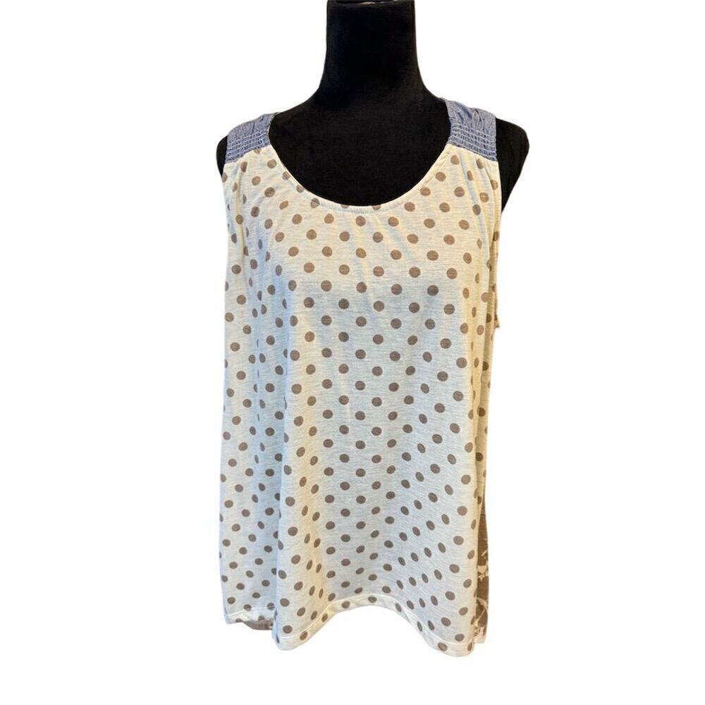 French Laundry Women's Large Off White Polka Dot Blouse Size 14/16